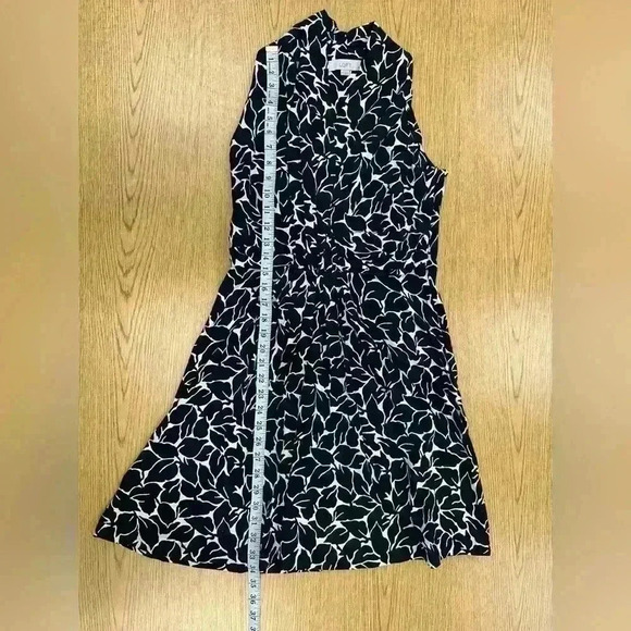 Loft Sleeveless Dress Black and White Knit Size Medium Petite - Picture 2 of 5